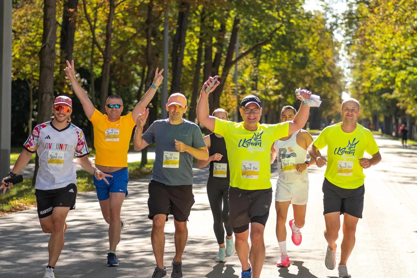 Tryzub Run participants running in Vienna's Prater
